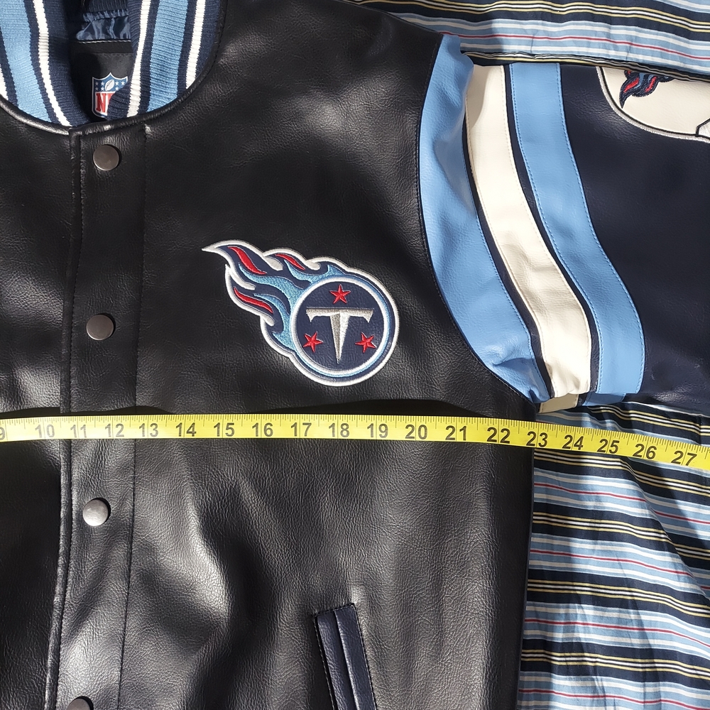 Tennessee Titans NFL Faux Leather Varsity Bomber Jacket Size Medium - Picture 3 of 9